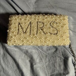 Pearl Beaded MRS Bridal Clutch